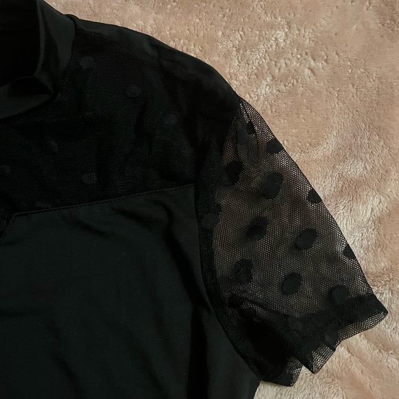 NEW Mesh Polka Dot Short Sleeve Tee Top - Picture 4 of 8